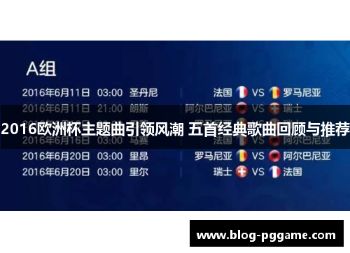 2016欧洲杯主题曲引领风潮 五首经典歌曲回顾与推荐
